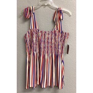 Outback Trading Company NWT  Tank Top Womens Large Top Blouse Red Blue Stripe